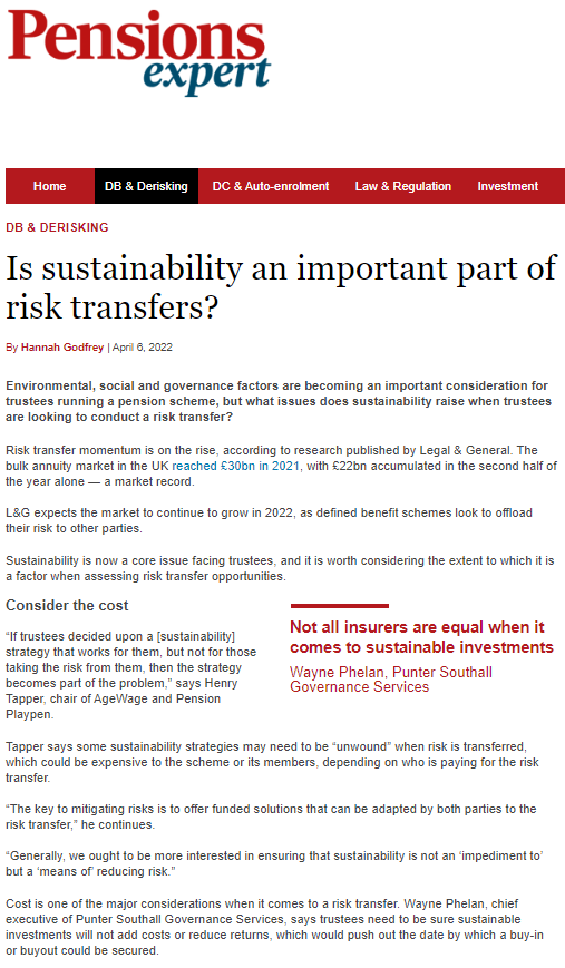 Image for opinion “Is sustainability an important part of risk transfers?”